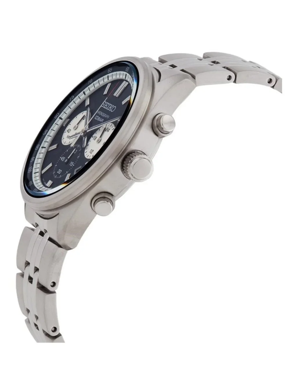 NWT Seiko Chronograph Quartz Black Dial Men's Watch